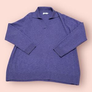 Gleneagles of Scotland Cashmere Sweater Womens Size Large Purple Collared Preppy